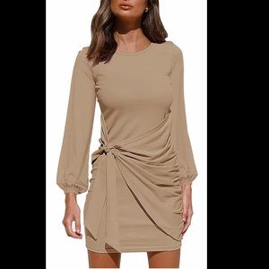 Long sleeve bodycon tie wrap dress